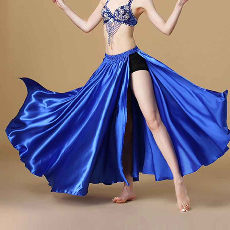 Performance Belly Dance Costume Saint Skirt 2-Sides Slit Skirt Sexy Women Oriental Belly Dance Skirt Female Dance Open Hem Skirt