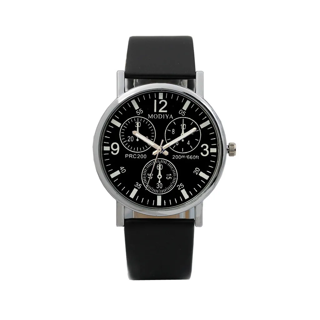 Men‘S Casual Watch Leather Strap Analog Quartz Watch Six Pin Watch Glass Dial Business Simple Leisure Wrist Watch Reloj Hombre