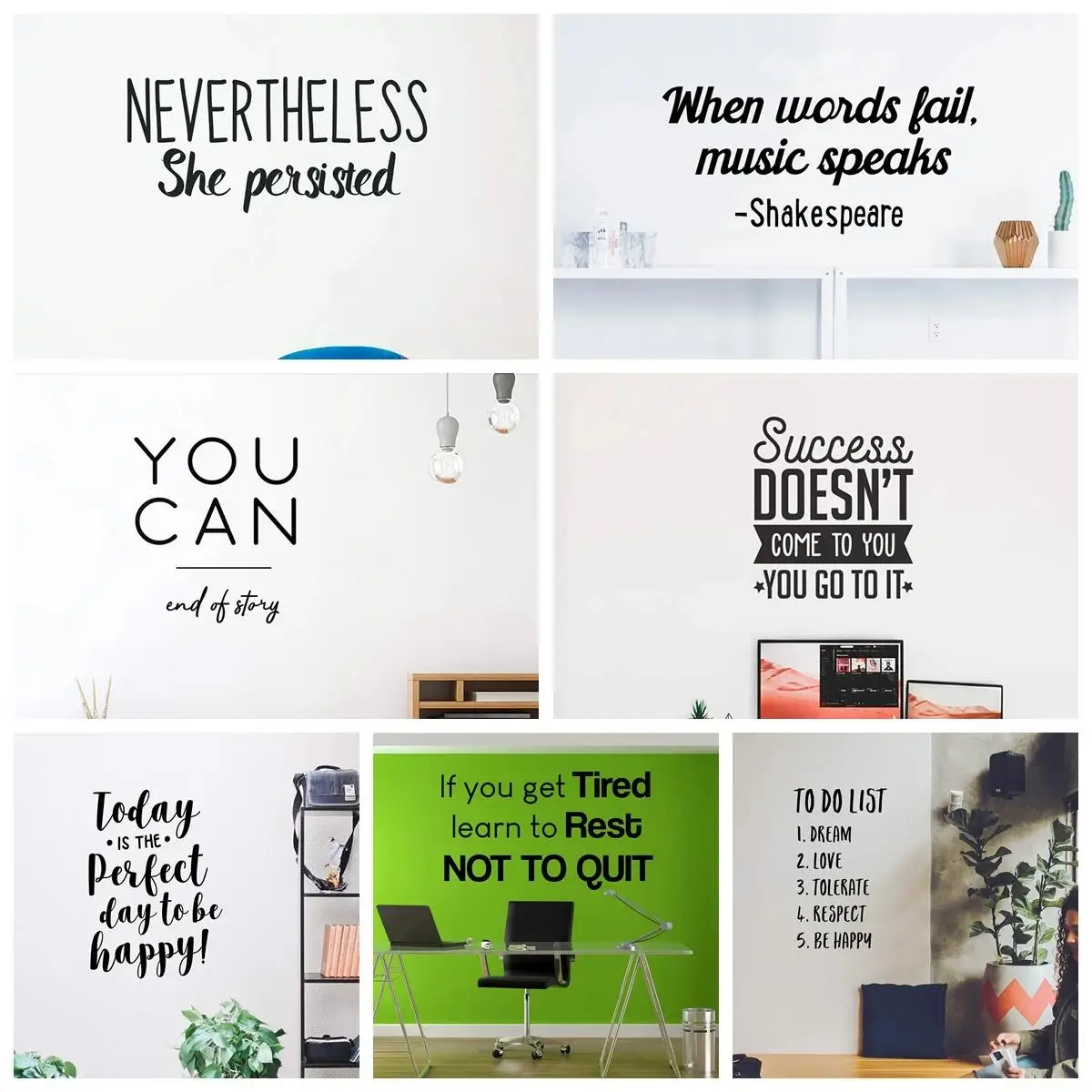 1pc Quotes Wall Sticker Self-adhesive Vinyl Waterproof Wall Art Appliqué Kids Room Living Room Home Decoration Wall Art