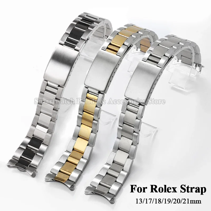 13mm 17mm 18mm 19mm 20mm 21mm Stainless Steel Strap for Rolex Water Ghost Strap Replacement Watch Bracelet Men Sport Wrist Band