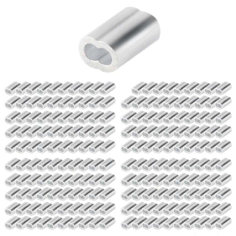 200PCS 1/16 Inch Cable Ferrule Set Aluminum Alloy Crimping Loop Sleeve For Wire Rope