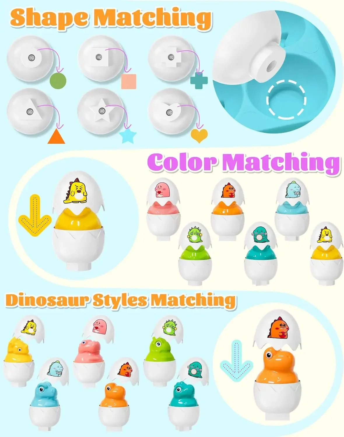 Montessori Toys Color Matching Eggs Puzzle Shape Cognition Early Educational Easter Gifts for Kids Boys Girls