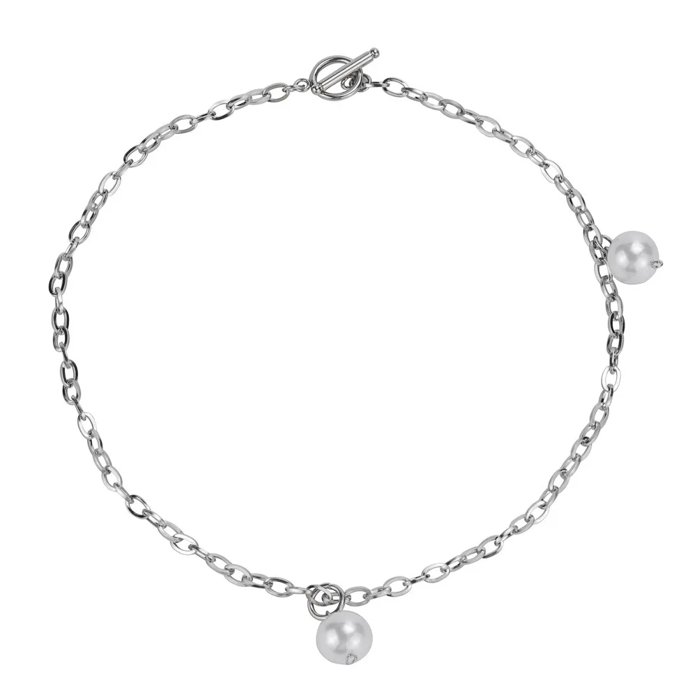 Trendy Style Spliced Necklace Shell Pearl Hipster Street Hip Hop Unisex Collarbone Chain Jewlery