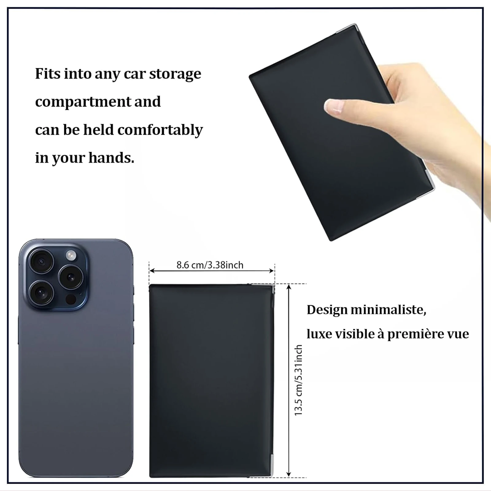 4-Fold Car Document Holder, PVC Lined Vehicle Organizer for Registration, Insurance, Passport & Cards, Lightweight Travel Wallet