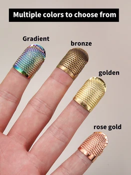 2PCS vintage adjustable thimble hand sewing thimble ring home non-slip needle press finger sleeve