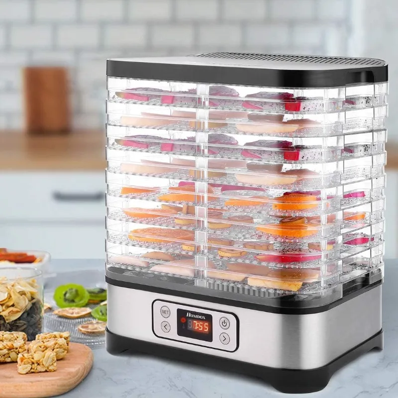 

Food Dehydrator Machine, with Fruit Roll Sheet + 8 Trays + 400W Digital Timer and Temperature Control (95ºF-158ºF), for Jerky