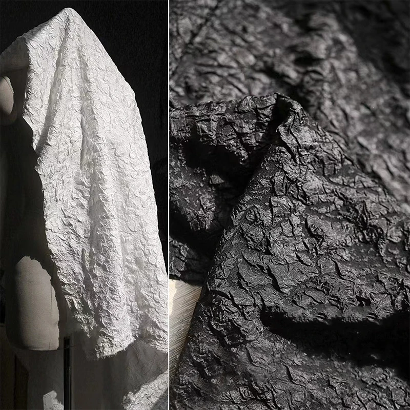

3D Reef Rock Pattern Heavy Texture Fabric Irregular Embossed Pleated Jacquard Designer Fabric DIY Jacket Clothing Sewing