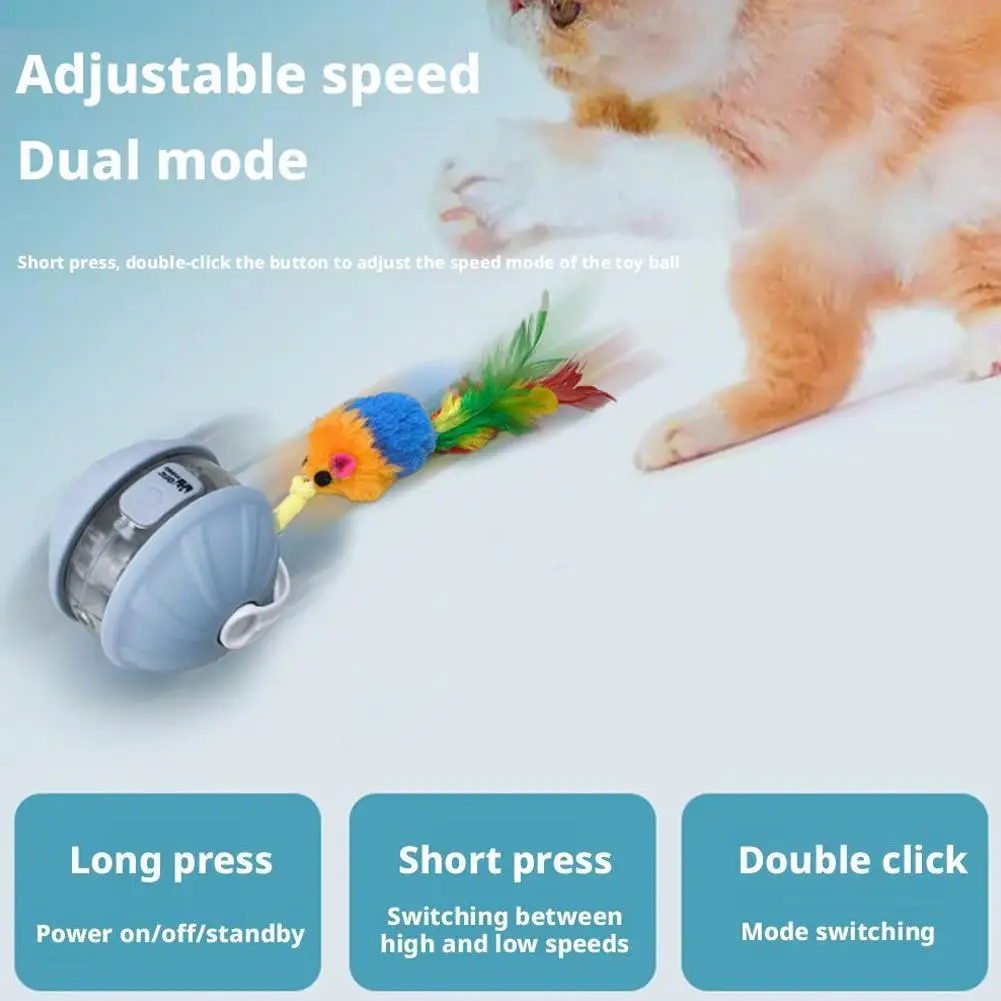 Cat Interactive Ball Toys Automatic Rolling Ball Faux Tail Rechargeable Smart Pet Electric Toy Dog Cat Training Imitate Mouse