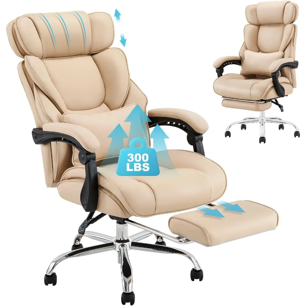 

Office Chair with Footrest, Ergonomic High Back Design Executive Computer Desk Chair with Removable Lumbar Pillow, 90-135°Recli