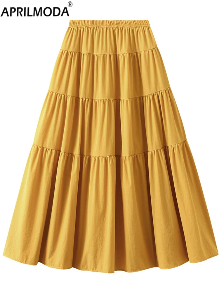 

Элегантная однотонная винтажная распашная шикарная макси-юбка в стиле ретро, женские летние лоскутные юбки трапециевидной формы, повседневные свободные плиссированные юбки Jupe Femme