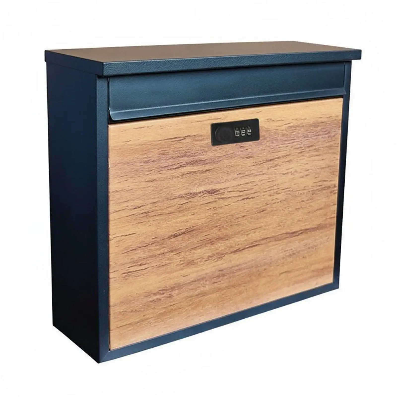 Combination Lock Letterbox Weather Resistant Wood Grain Metal Mailbox Modern Pattern Wall Mounted Mailbox