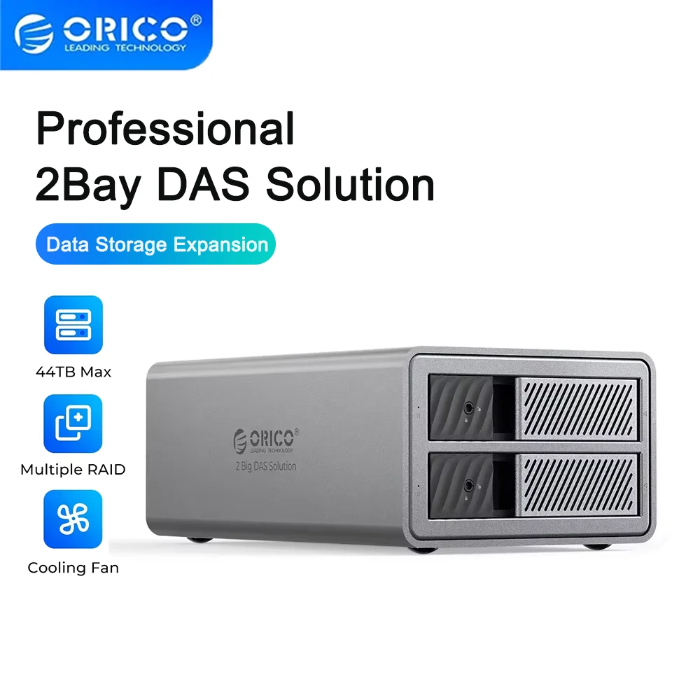 

ORICO 2-местный 3,5-дюймовый корпус жесткого диска USB 3.0 с алюминиевым накопителем RAID 5 Гбит/с и охлаждающим вентилятором Персоальное решение NAS