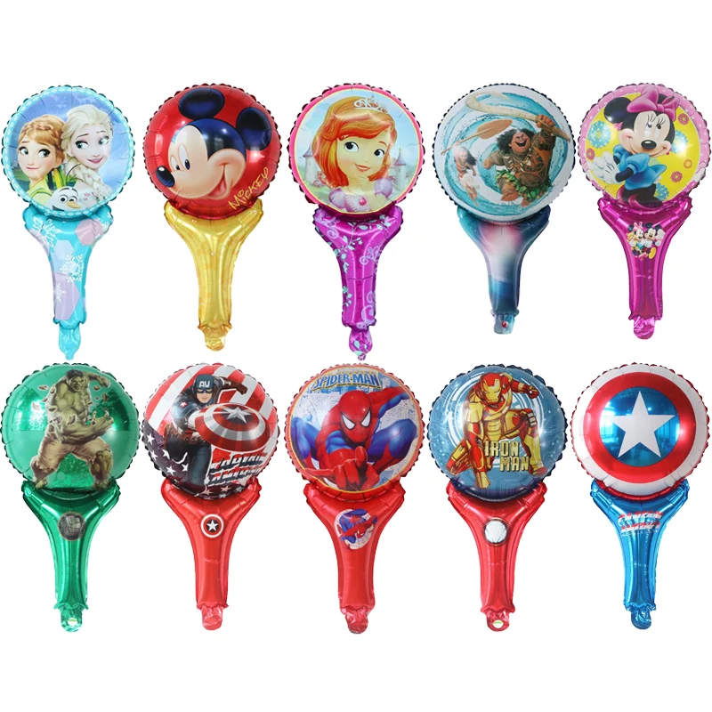 10Pcs Disney Mickey Minnie Hand Stick Foil Balloon Birthday Party Decoration Baby Shower Kids Toys Air Globos Supplies