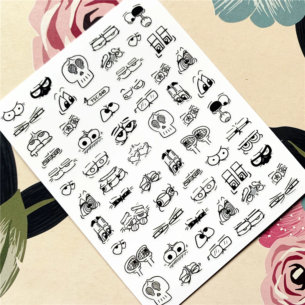 TSC-040 Anime élève chirurgie évolué oeil oeil de chat bricolage 3D colle arrière autocollant pour ongles décoration des ongles Nail art ornement des ongles