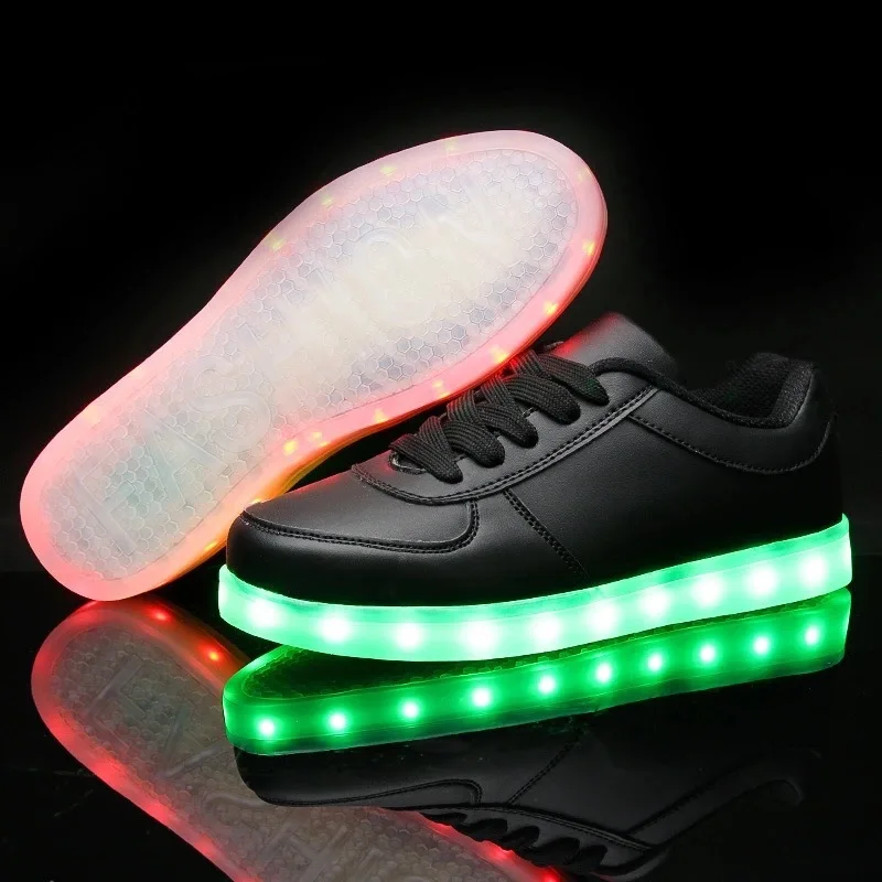 LED Light Up Sneakers para homens, pano de fibra óptica, sola elástica, sapatos luminosos brilhantes, recarga USB, tamanho 35-46