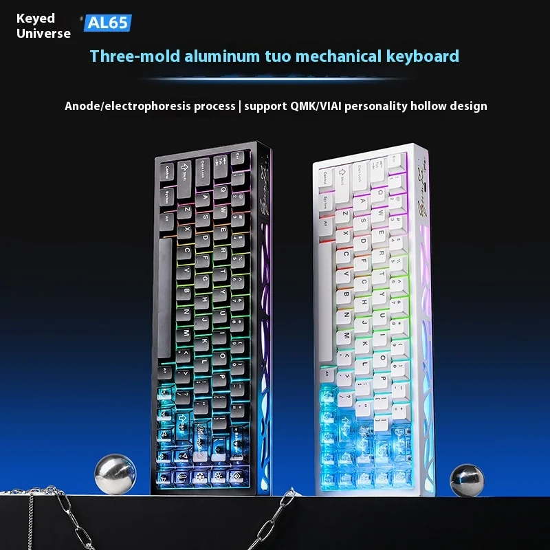 YUNZII AL65 Mechanical Keyboard Tri Mode Bluetooth Wireless Gaming Keyboard Aluminum Alloy Gakset RGB Keyboard Customized Gift