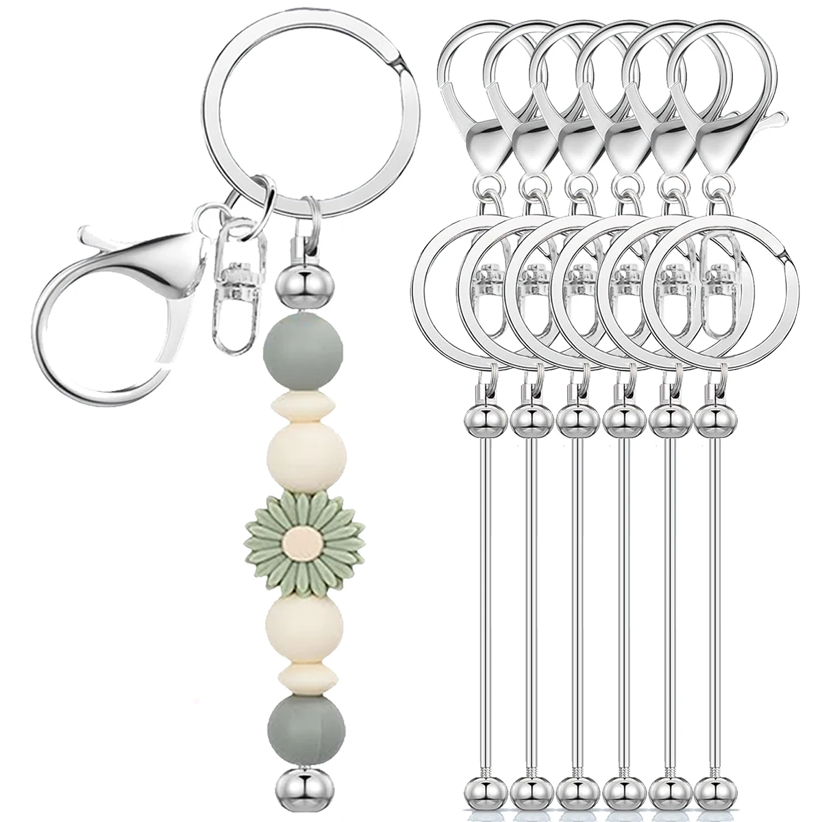 5/10/20 PCS Metal Beadable Keychain Bars Blanks for Beads Pendant Jewelry Charms DIY Crafts Keychains Bag Accessorie Making Gift