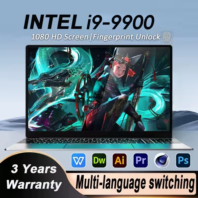 Portable Windows 11 Pro 15.6" Laptops Intel Core i9-9900 16GB RAM 1TB SSD Office Gamer Study notebook Computer PC
