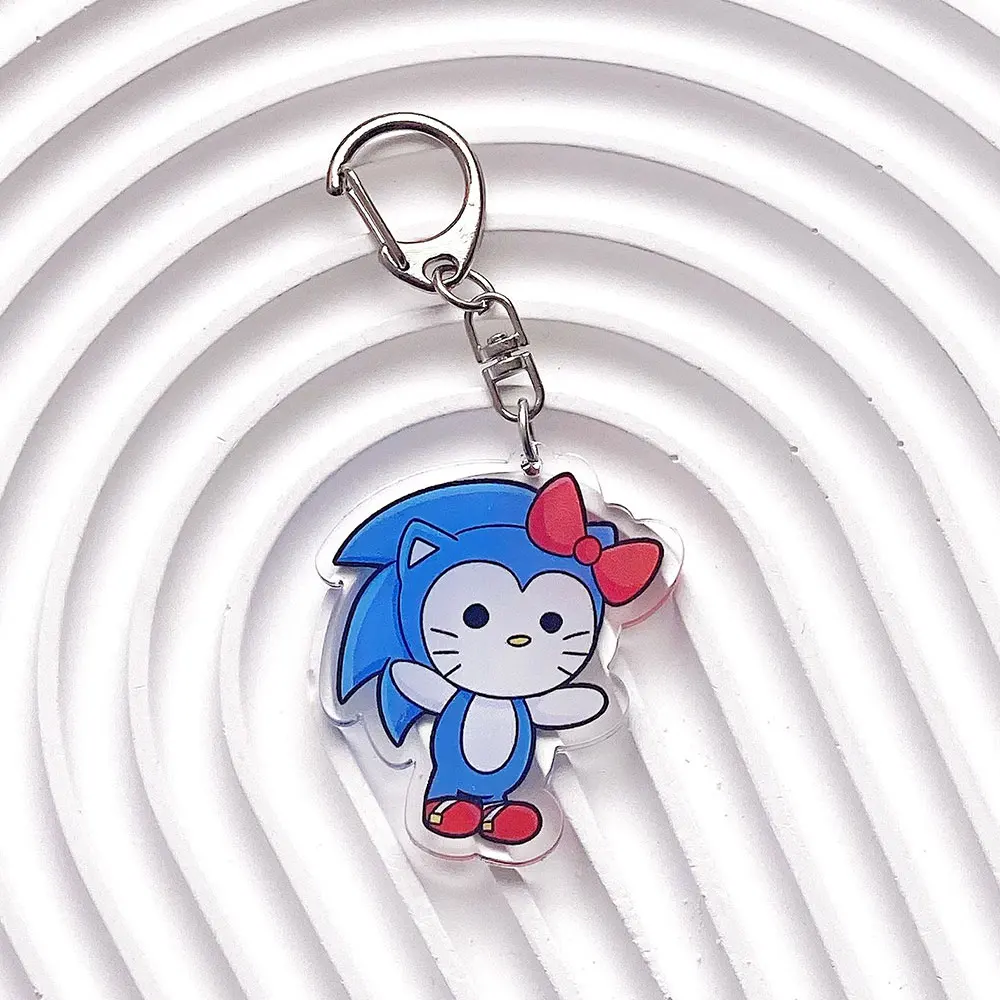 4 قطعة سانريو سونيك القنفذ سلسلة مفاتيح مصنوعة من الأكريليك اكسسوارات مضحك حقيبة الظهر سحرية قلادة الإبداعية كيرينغ هدايا للأصدقاء #2