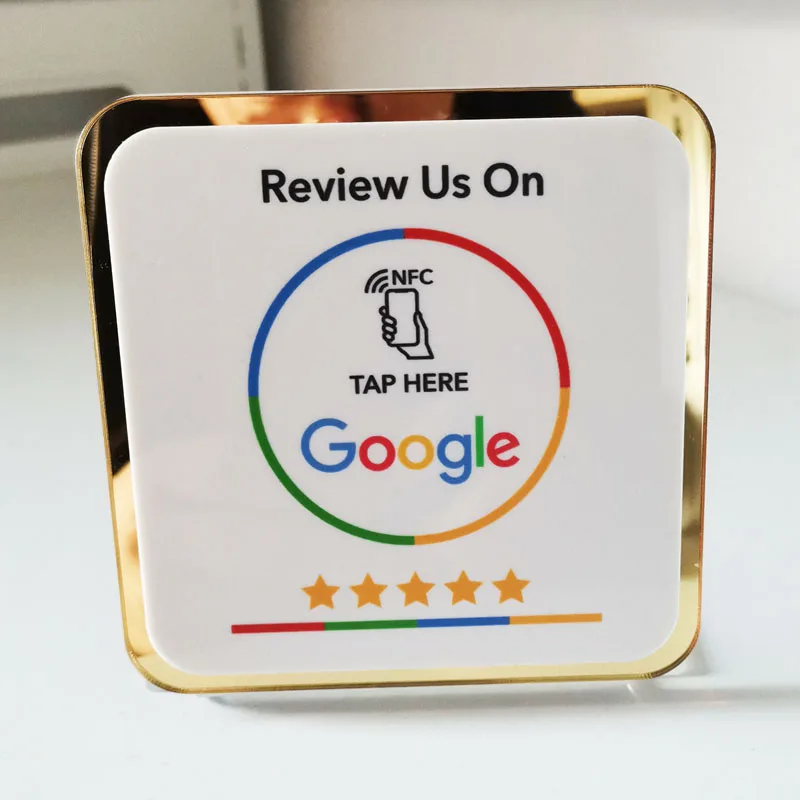 Customized Printing Google Review Sign NFC Scan code Acrylic Social Media Signs Google Review Plates with Stand