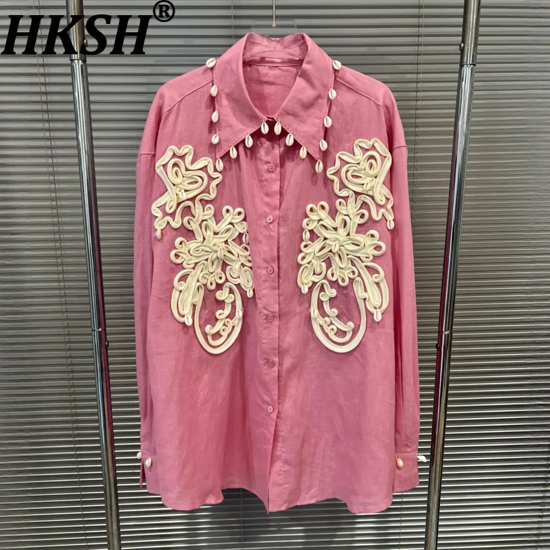 

HKSH Early Autumn New Women Niche Design Streetwear Florals Casual Shirt Fashion Tide Spliced Long Sleeve Single Breasted HK9936
