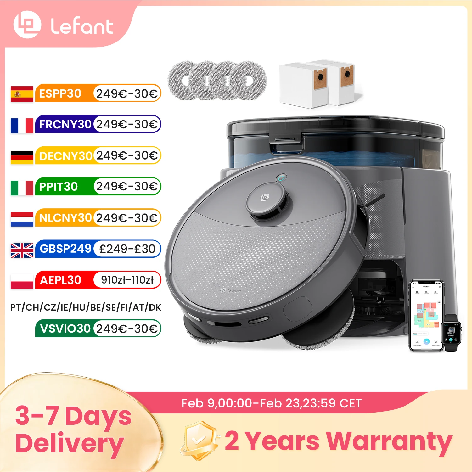 Lefant M3 Max Robot Vacuum Cleaner with Sweeping Function, 20000 Pa, LiDAR Navigation,  Ideal for Pet Hair, Human Hair, and Dust