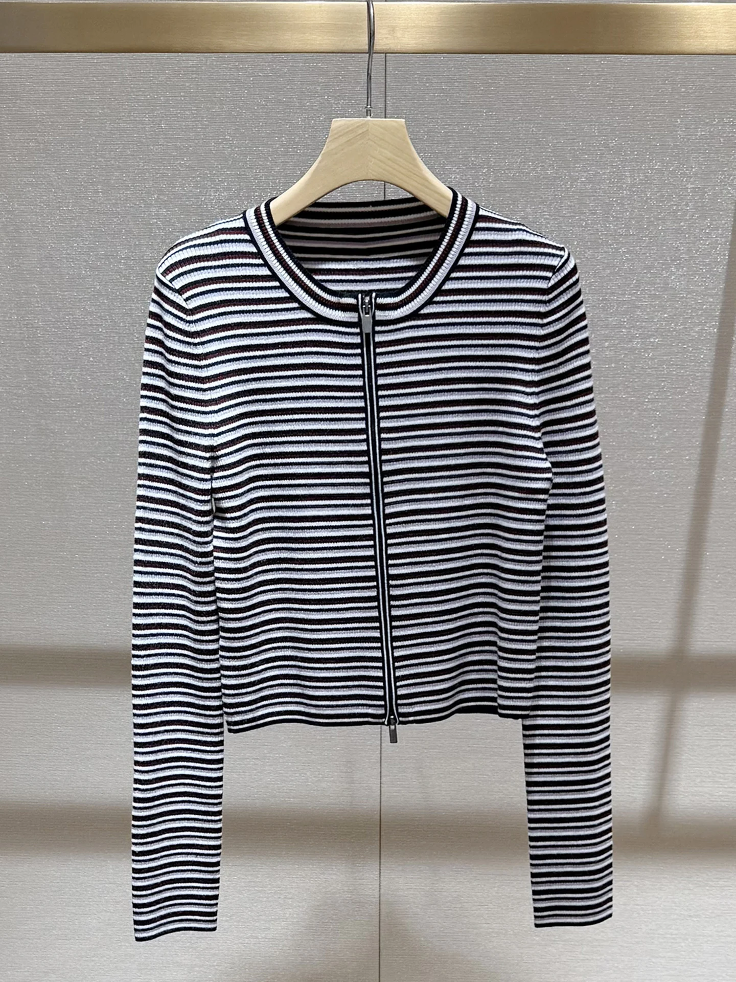 

Ele Slim Fit Knitwear round Ne Striped Open Cardigan Women's Faion Casual Comfortable Breathable Long Sve Winter Top