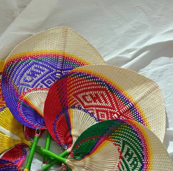 Fashion Chinese style handmade Straw Fan Hand-woven palm leaf Hand fan Summer cooling Mosquito repellent Hand Fans 50PCS ni209