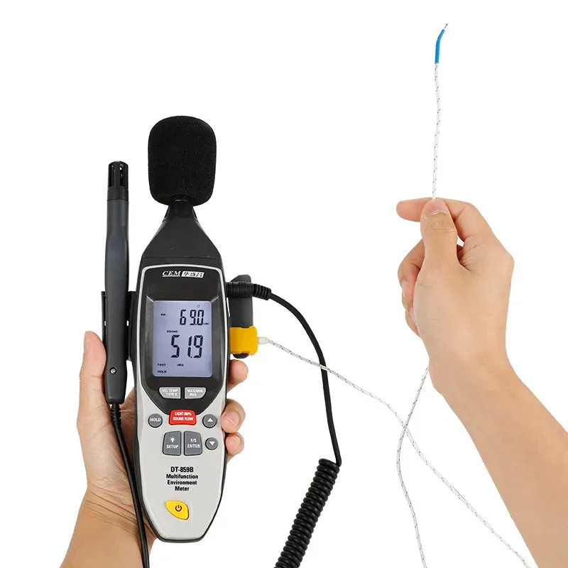 CEM 5 in 1 Multifunction Environment Tester Sound Level Meter, Light Meter, Humidity&Temperature Meter,CFM/CMM Thermo-Anemometer