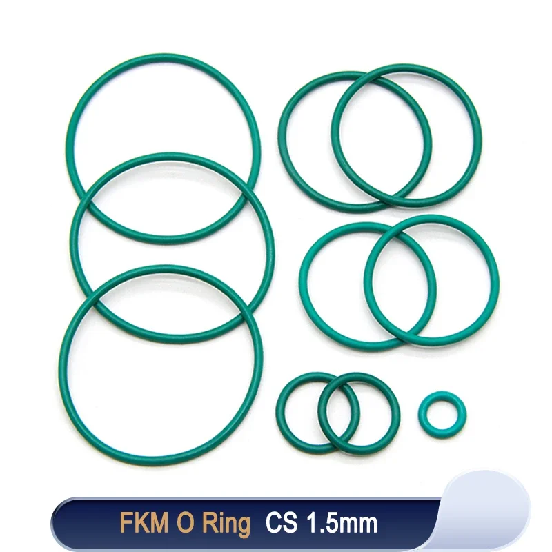 

10/50pcs FKM O Ring Sealing Gasket CS 1.5mm OD 5~50mm Insulation Oil Resistant High Temperature Resistance Fluorine Rubber Rings