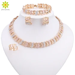 African Dubai Bridal Jewelry Sets For Women Wedding Gold Color Necklace Earrings Bracelet Set Fashion Costume Jewellery