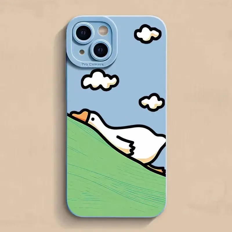 Cute Cartoon Duck Phone Case for iPhone 15 14 13 12 11 Pro Max Mini X XSMAX XR SE 7 8 Plus Luxury Shockproof Soft Shell Fundas