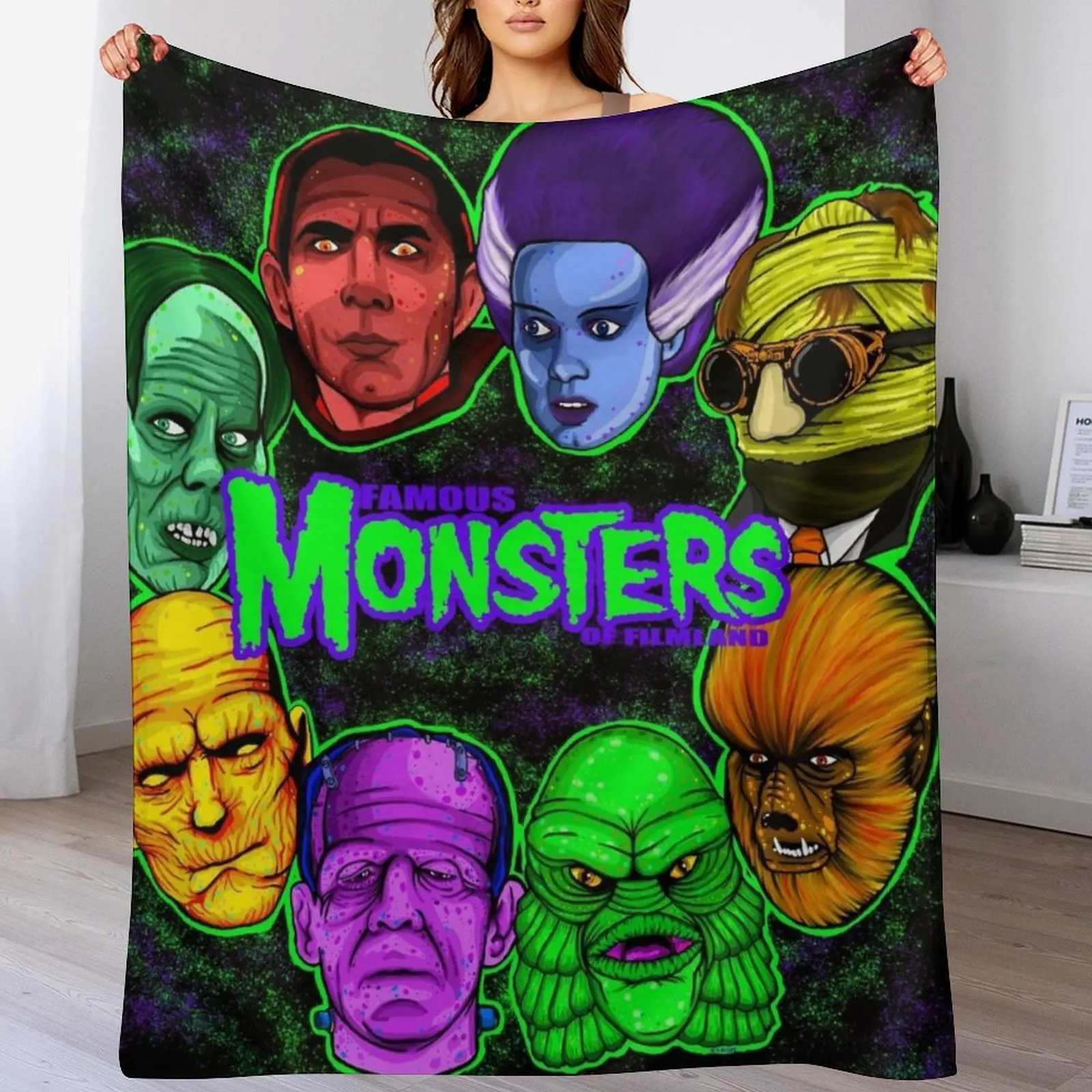 

Famous Monsters of Filmland Throw Blanket Year Round Soft Comfortable Blanket for Home