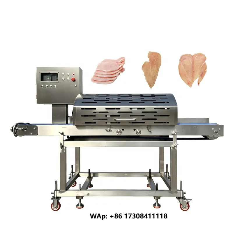Hot Sale Heavy Duty 900KG/H High Precision Uniform 2-45mm Multi-Layer Meat Slicing Machine For Fresh Chicken Fillet Production