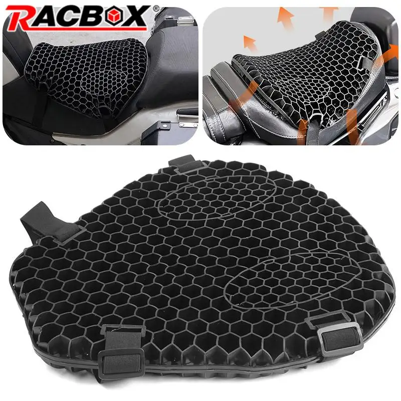 Motorcycle Honeycomb Gel Seat Cushion 3D Comfort Breathable Summer Cool Seat Cover Pressure Relief Anti-Slip Ride Seat Cushion