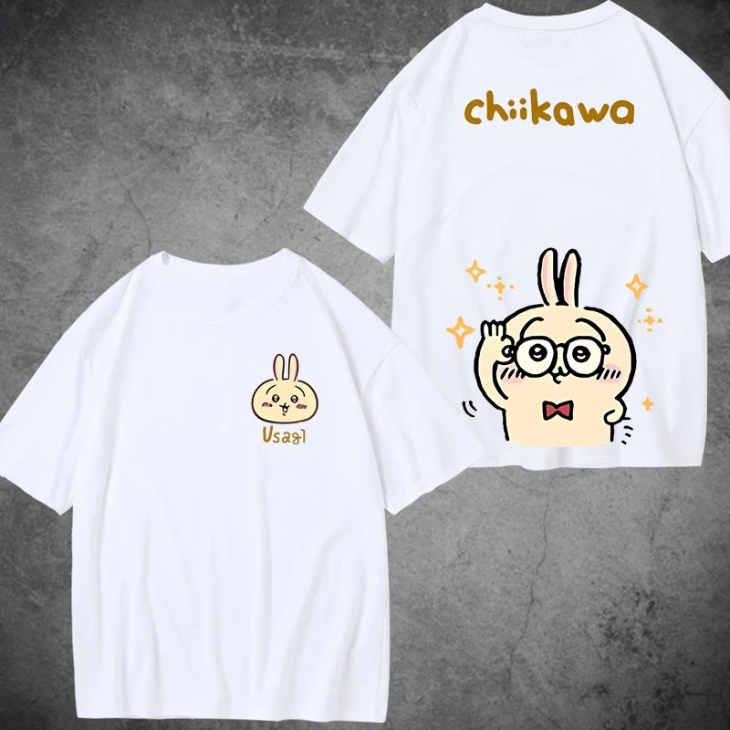 Chiikawa Usagi Graphic Tee Unisex Anime Cartoon Short Sleeve Kawaii Japanese 2D Character Casual Streetwear Fashion Tops