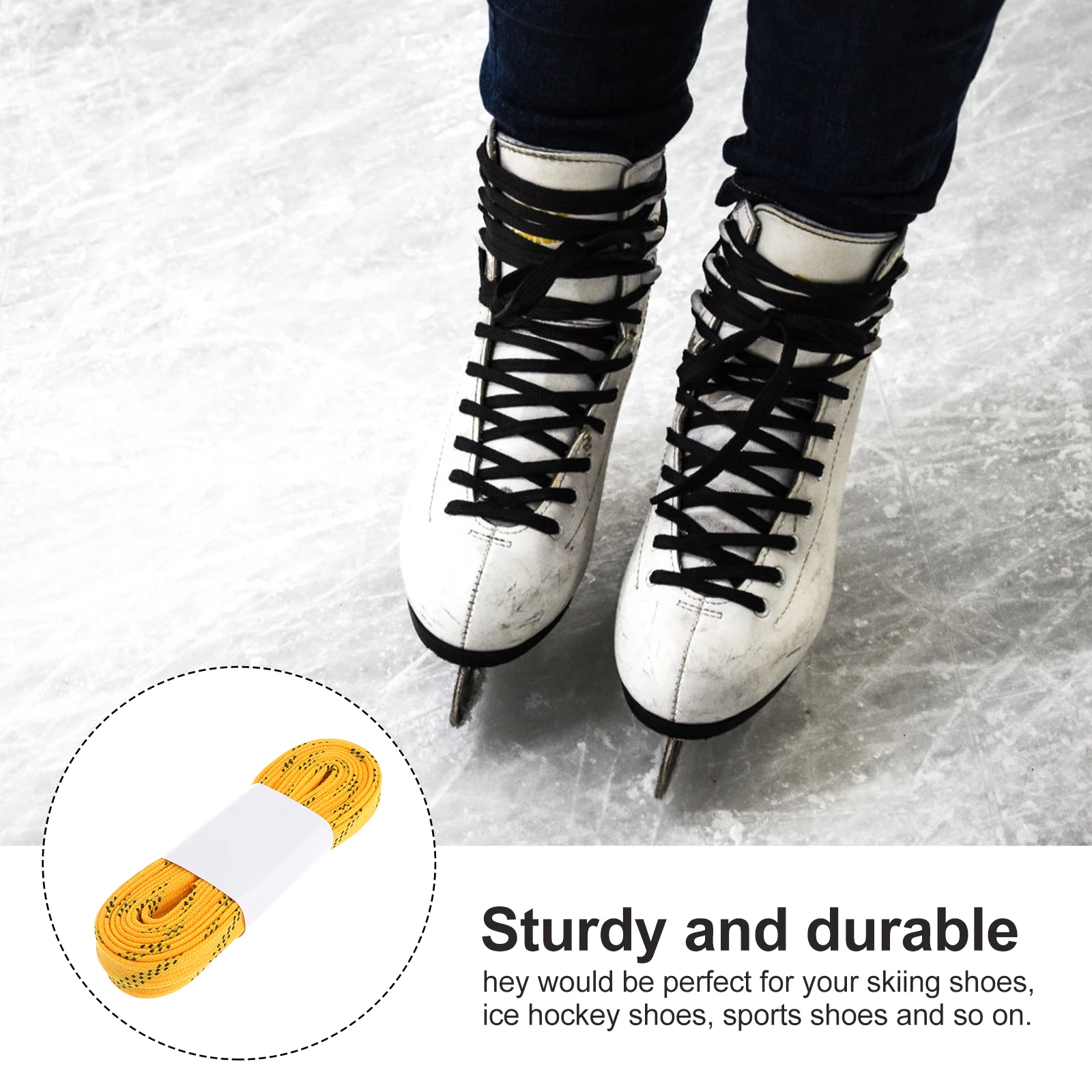 

1Pair Durable Waxed Shoelaces for Ice Hockey Skiing Sports Shoes 96 Inch Yellow All-Match Anti-Fracture Laces Shoelaces