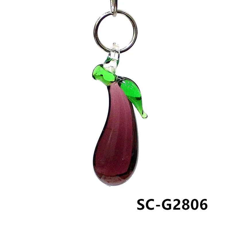 Glass Fruit Vegetable Charm Mini Apple Eggplant Peach Lemon Pumpkin Olive Corn Strawberry Tomato Garlic Pea Pod Scallion Pendant