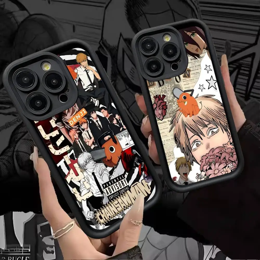 Anime Chainsaw Man Handyhülle für IPhone 17 16 15 14 13 12 11 Pro Max Plus Silikon stoßfeste Hülle