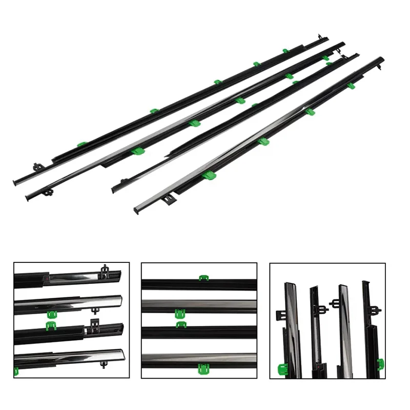 Chrome 4Pcs Window Rubber Trim For Honda CR-V CRV 2007-2011 Weatherstrip Seal Strips Rubber Door Moulding Trim Window Glass