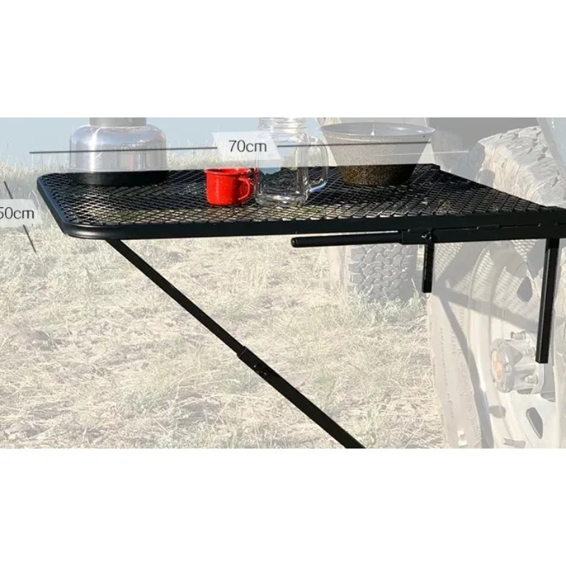 Portable Folding Outdoor Travel Vehicle Wheel Tables Board Camping Table RV Tire Desk Camping Table Alloy Steel Black Net
