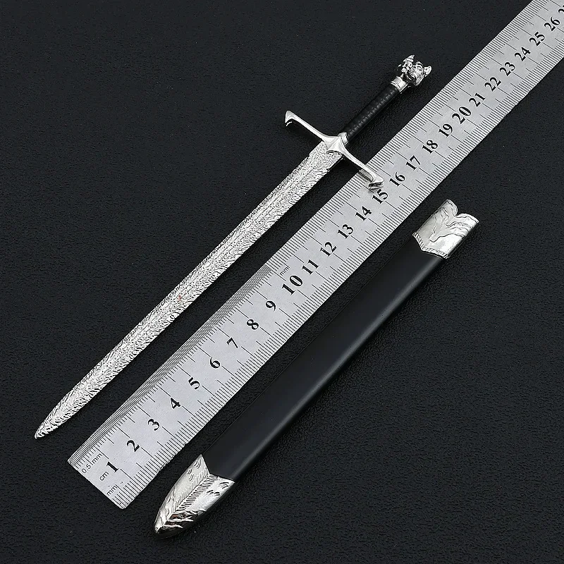 Nuovo 22 centimetri Direwolf Spada In Acciaio Cavaliere Medievale Film Periferico In Metallo Uncut Lama Weapo Modello Ornamento Collezione Artigianato