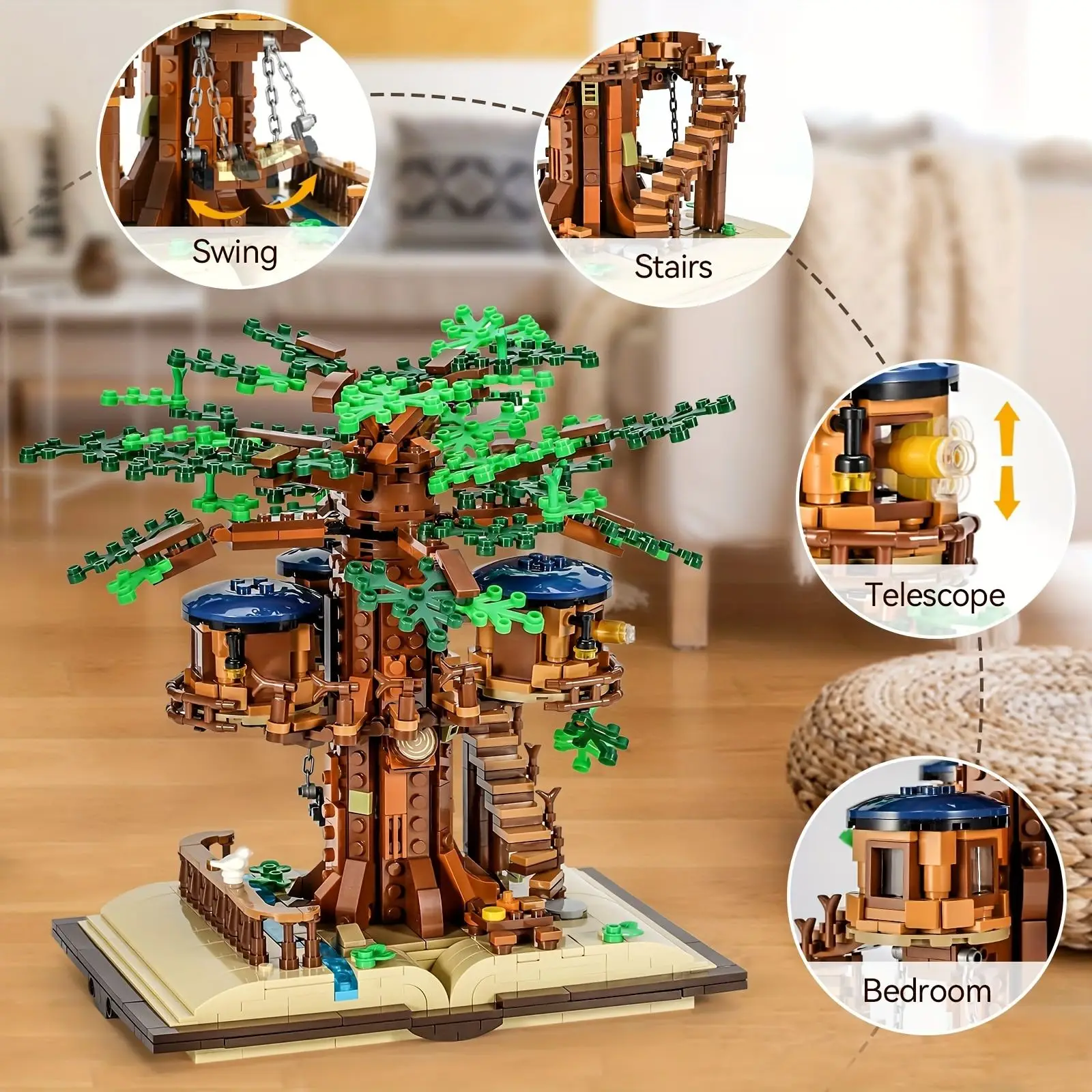 1008pcs kreative Baumhaus Bausteine DIY Moc Dschungel haus Street View Modell Ziegel Desktop-Display Hoilday Geschenke Kinder Spielzeug