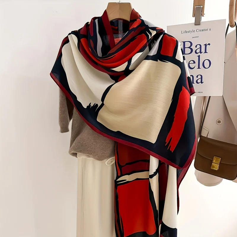

Autumn Winter Women's Red Soft Comfortable Face Scarf Casual Scarf