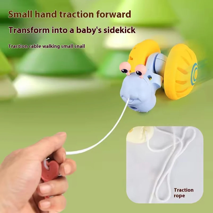 1 PCS Rope Assembly Pull Thread Snail Children's Puzzle Assembly Rattle Baby Outdoor Toddler Toy Children's Gift