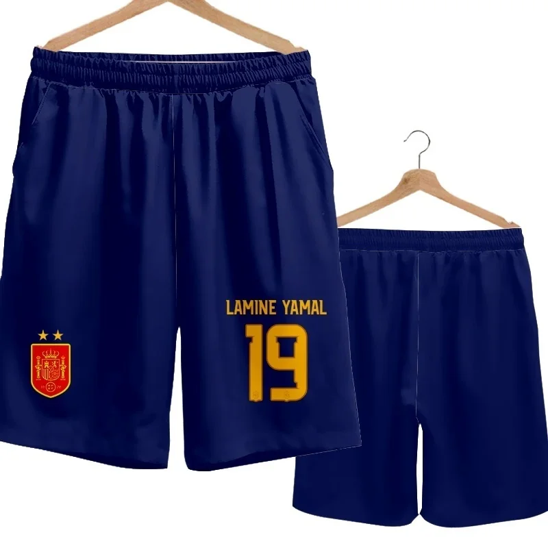 2026 Spanien Team Uniform Yamal Fußball Fan Uniform Schnelltrocknende Kurze Hosen Herren Freizeithosen Sporthosen Familie Kinder T-Shirts 3D – Detail 1