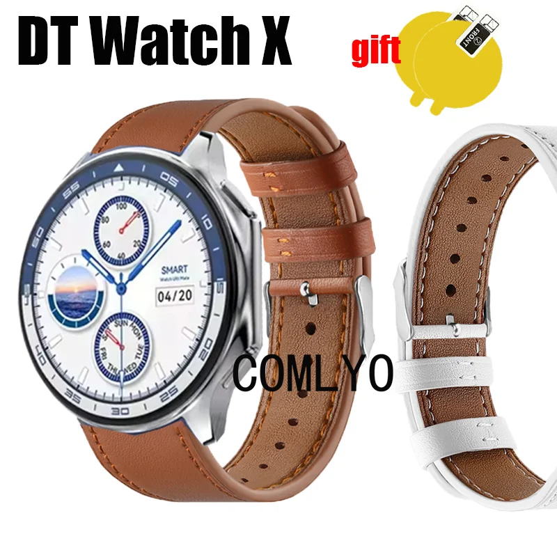 Band For DT Watch X Strap Leather Smart watch Bands Soft Sports Bracelet Replacement Screen Protector film