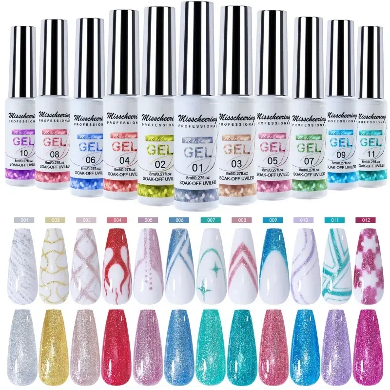 Cross Border Nail Enhancement Metal Wire Drawing Glue Mirror Gloss Color Painting Platinum Set