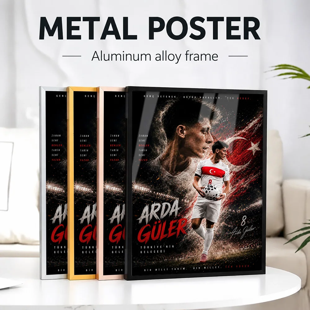 Arda Güler Turkish Football Framed Aluminum Metal Poster Customized Photo Victory Celebration Style Wall Art For Gym And Study