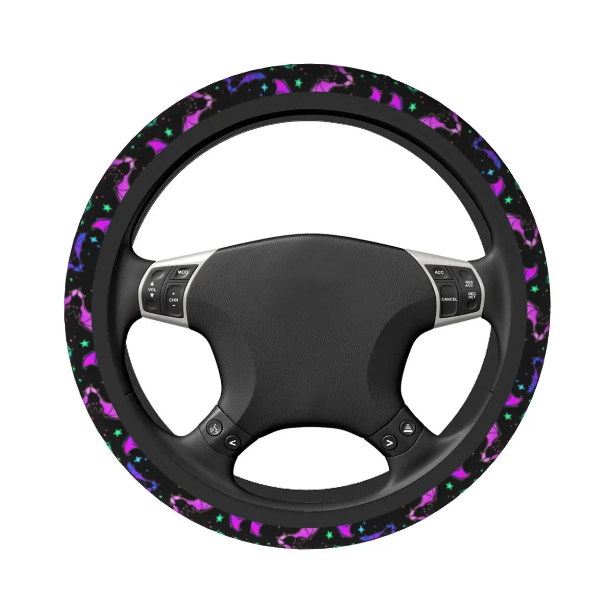 38cm Car Steering Wheel Covers Bats And Star Gothic Harmonious Pattern Halloween Braid On The Steering Wheel Cover Car-styling